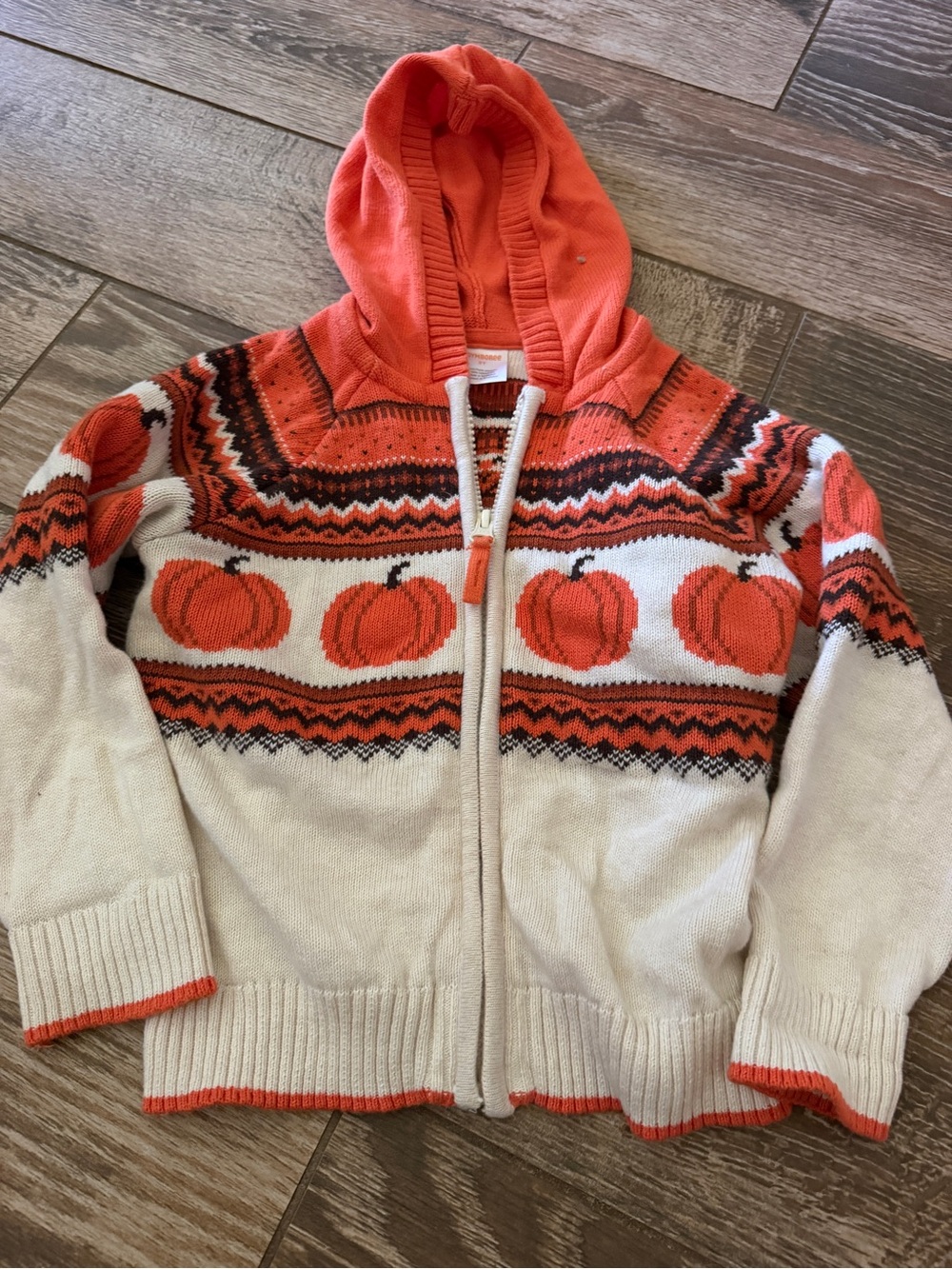 Gymboree zip up pumpkin fall sweater 3t